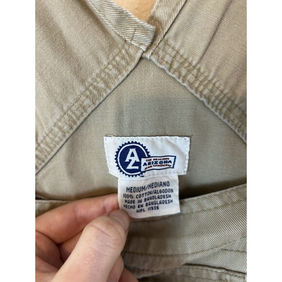 Arizona Khaki Beige Overalls Size Medium M Cotton Canvas Bib Cargo Carpenter - Picture 3 of 5